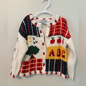 Lydia Jane Vintage Colorful Knit ABC Cardigan